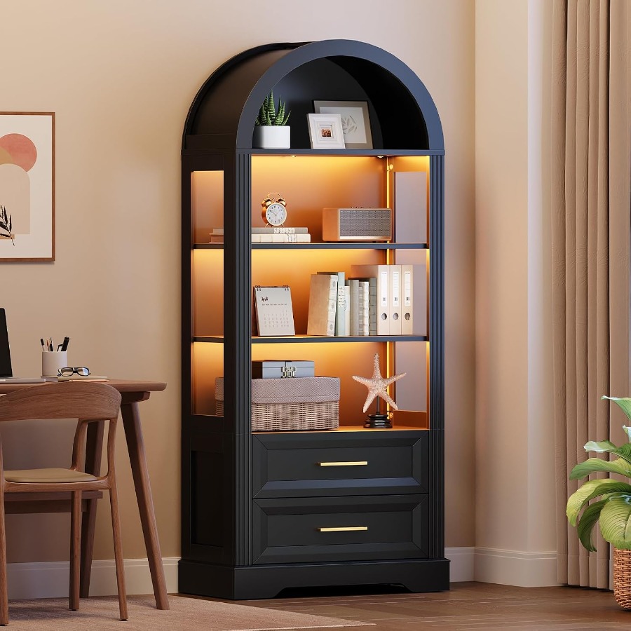 Storage - Display Cabinet, Tall Arched Bookcase with
