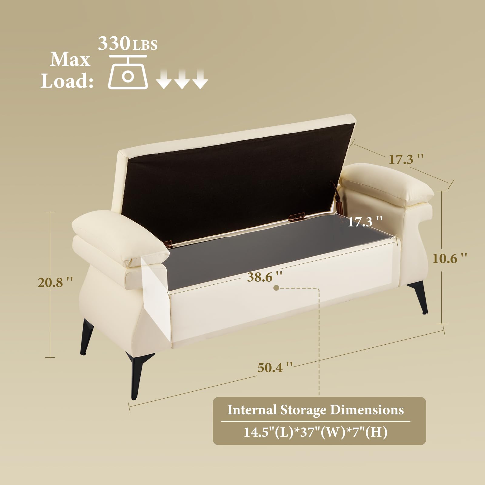 51”Leather Bench with Storage, - огляд і ціна Bedroom Furniture