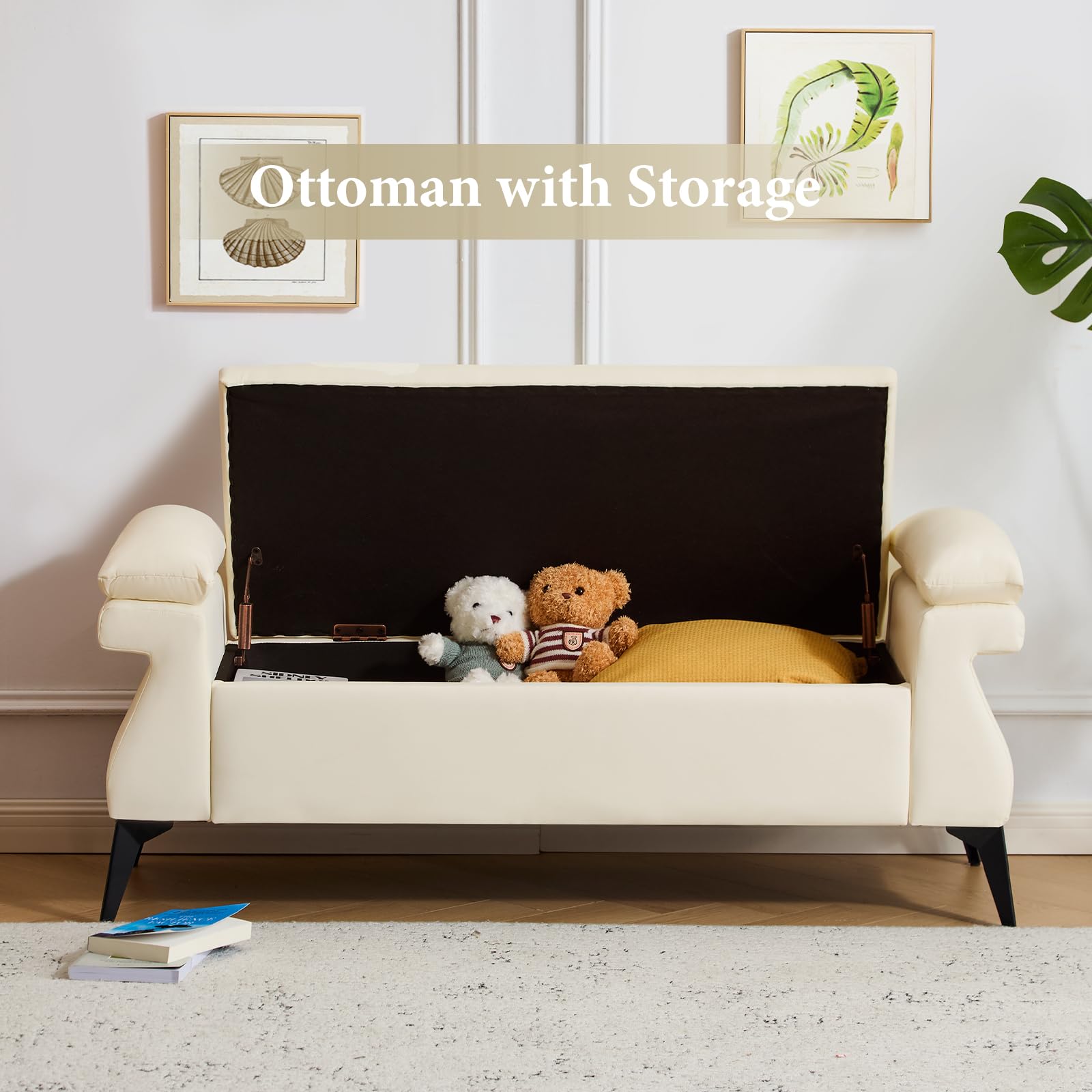 51”Leather Bench with Storage, - огляд і ціна Bedroom Furniture