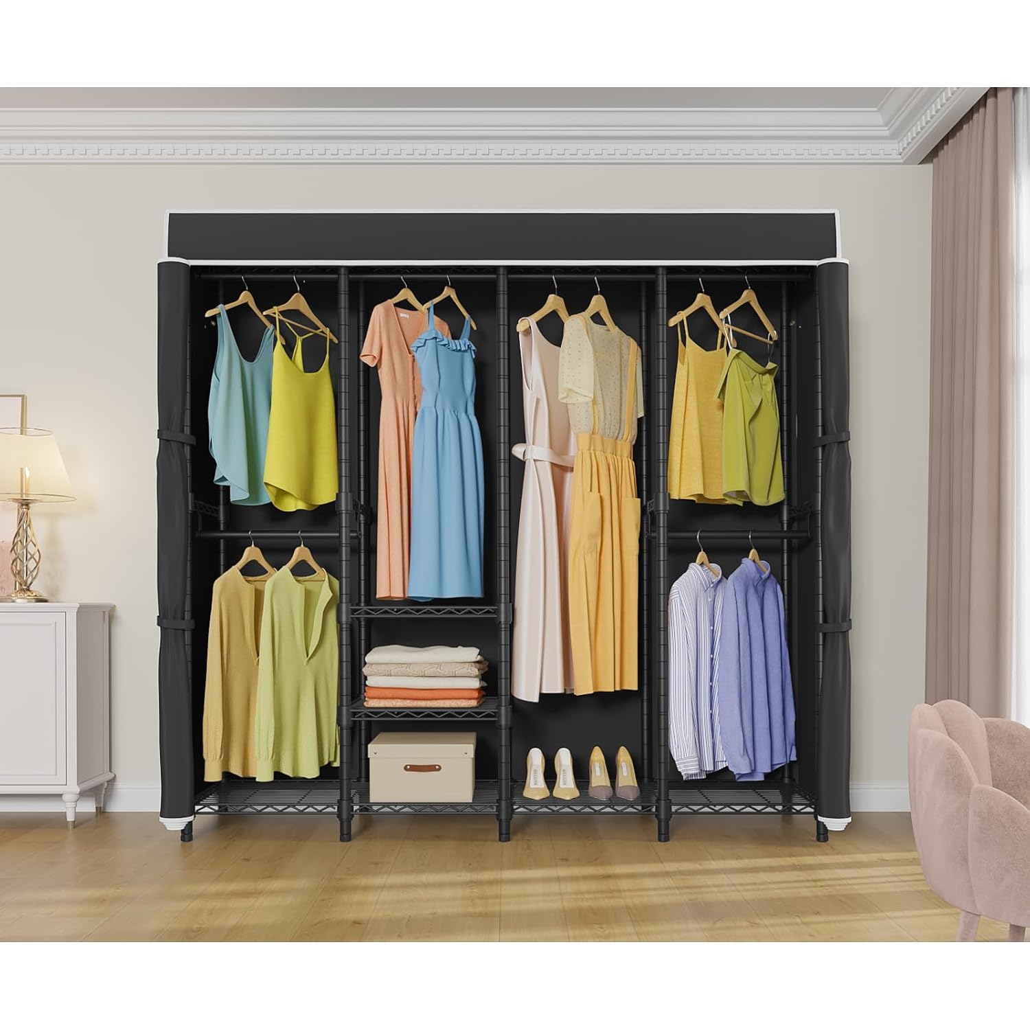 Medium Covered Clothes Rack Fr - огляд і ціна Wardrobe Closet Portable Fabric Cover