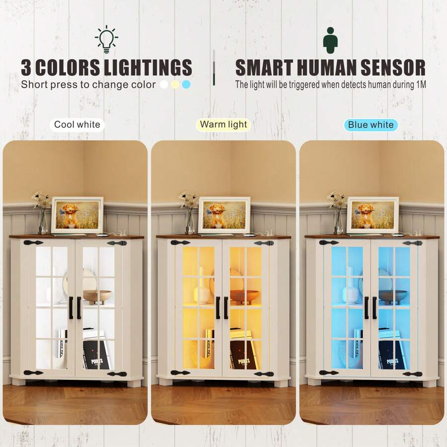 Farmhouse Cabinet With LED Lig - огляд і ціна Storage