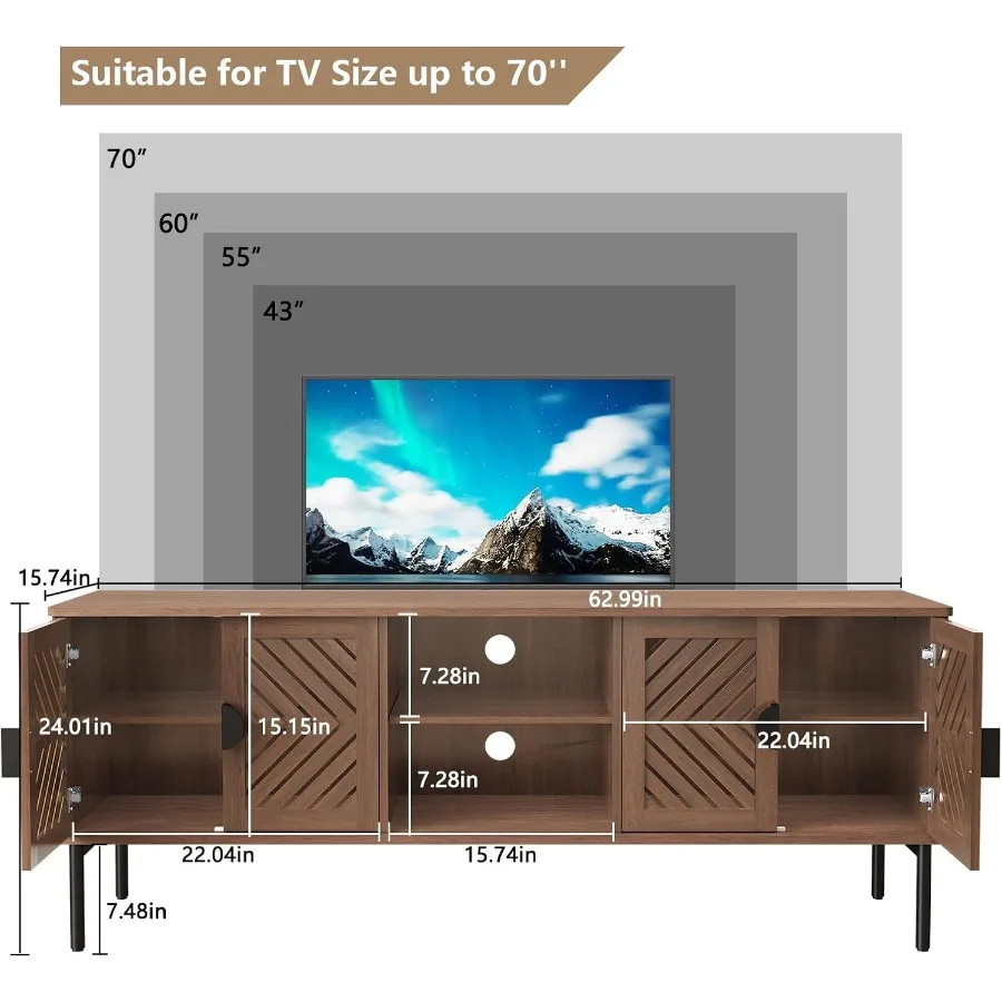 63 TV Stand for Living Room, E - огляд і ціна Storage