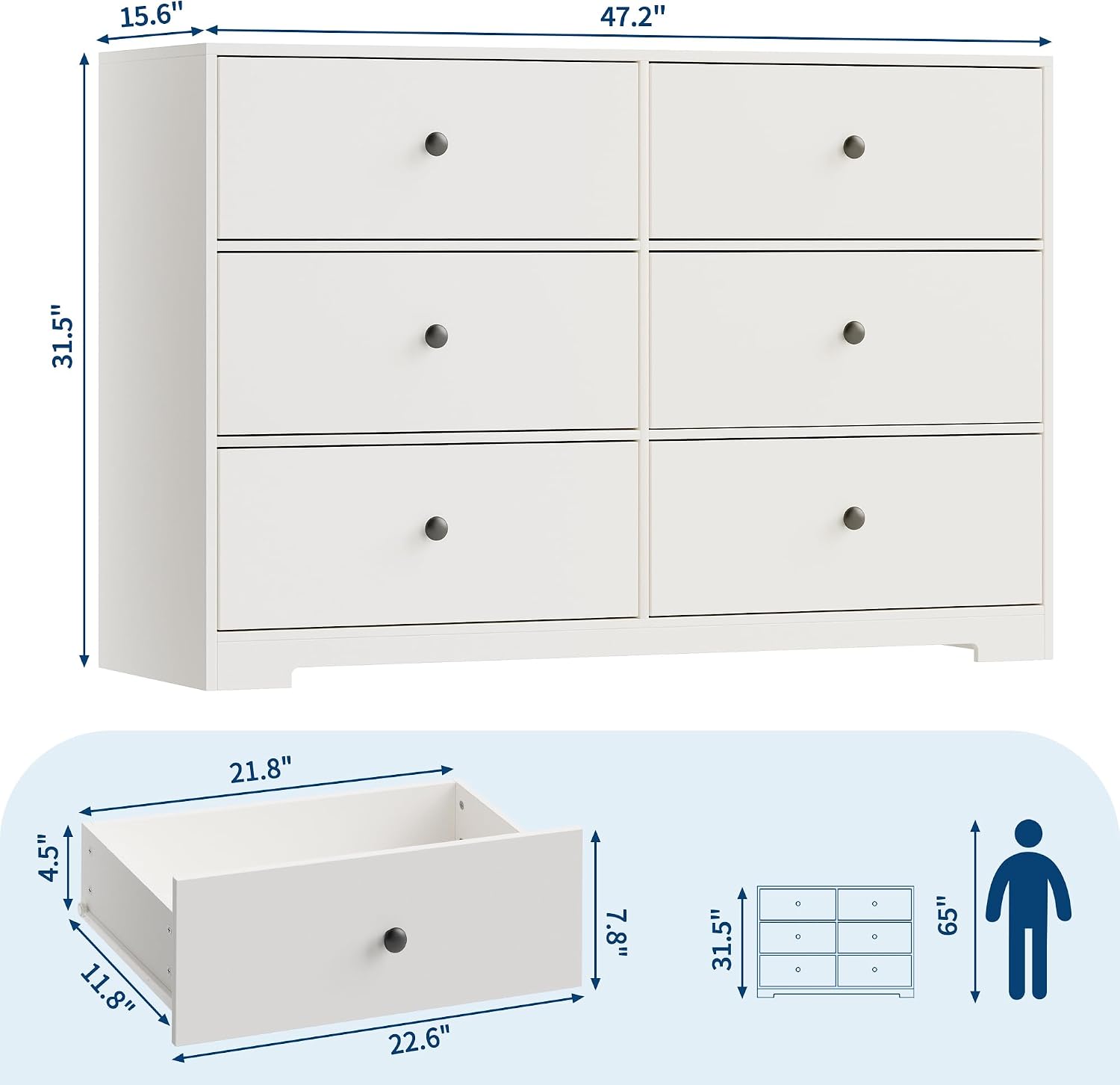 6 Drawer Dresser for Bedroom,  - огляд і ціна Bedroom Furniture