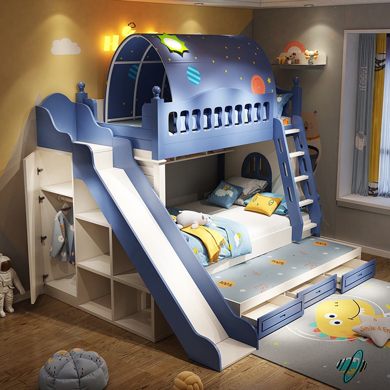 Children's Bed Up and Down Bed - огляд і ціна Bunk Bed With Stairs And Slide