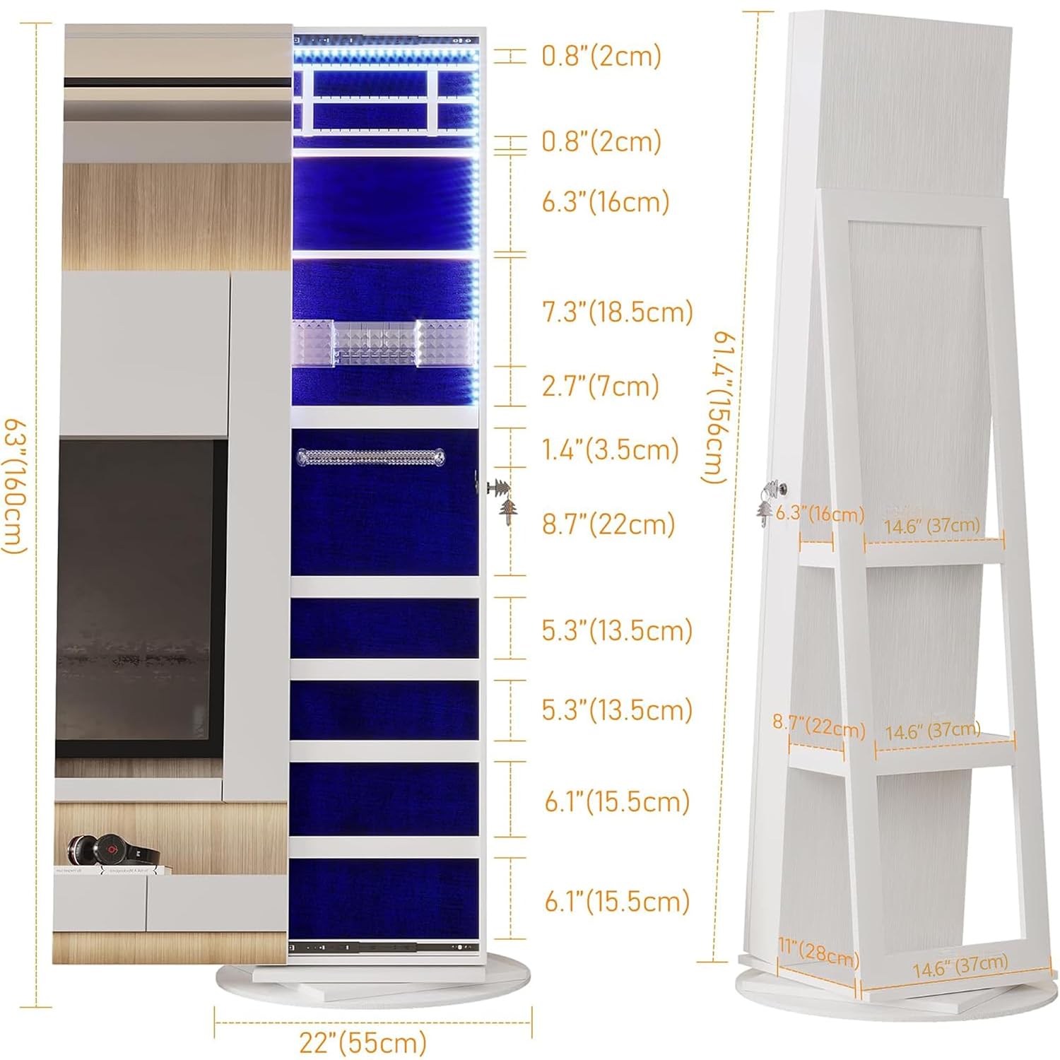 360° Swivel Jewelry Mirror Cab - огляд і ціна Full Length Mirror Jewelry Armoire