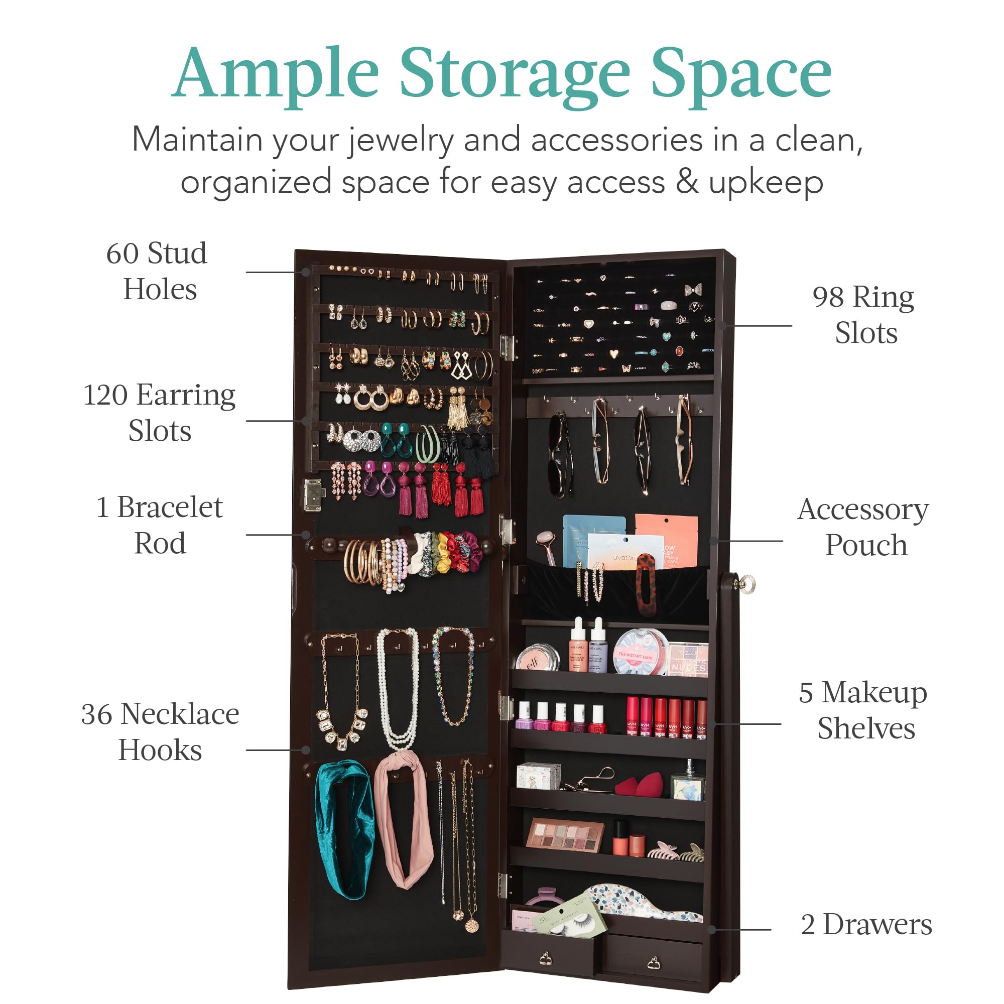 Freestanding Jewelry Armoire C - огляд і ціна Full Length Mirror Jewelry Armoire